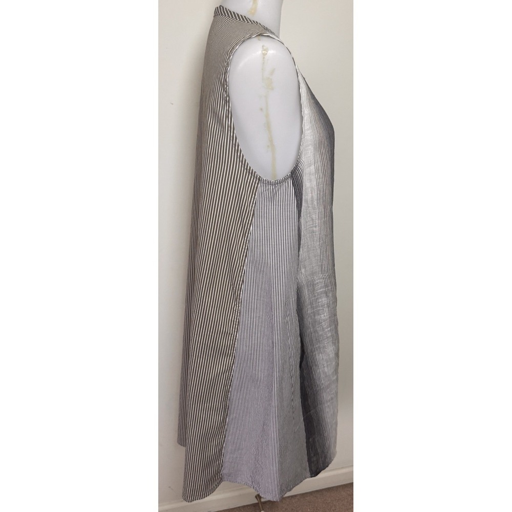 Alembika Ombre Stripe Sleeveless Oversized Linen Blend Midi Dress Large Gray - Picture 4 of 11